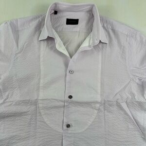 Lanvin Men's Popover Bib Shirt 40 15‎ 3/4 Medium Lavender Purple Made In Italy